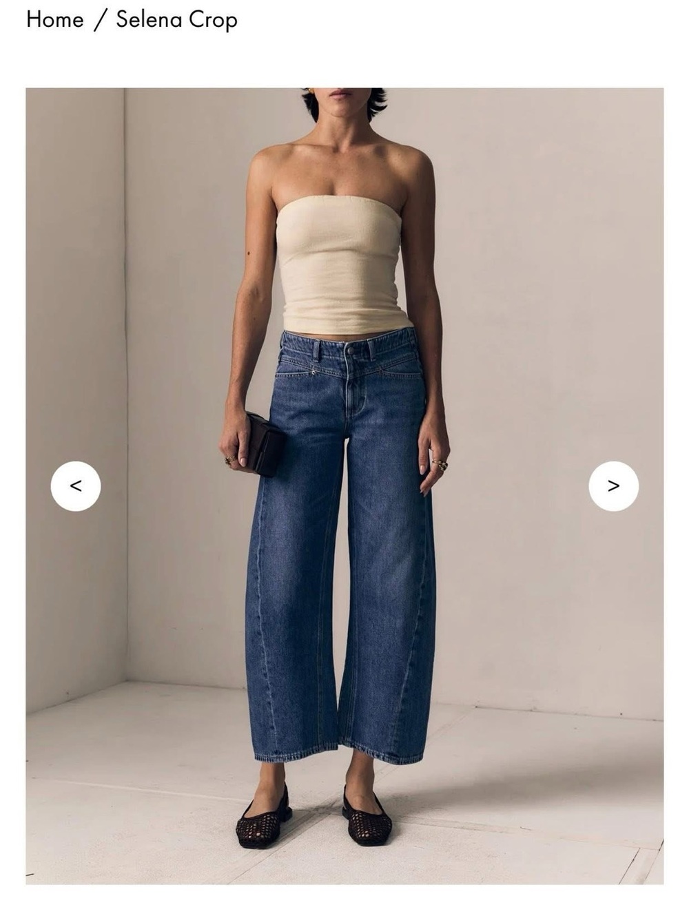 Le Jean Selena Crop Wide-Leg Jeans in Dark Blue Size 27
